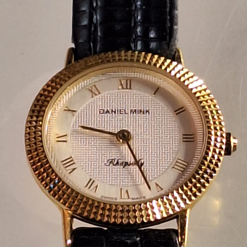 daniel mink gold plated swiss womens watch ( For Parts: Untested)